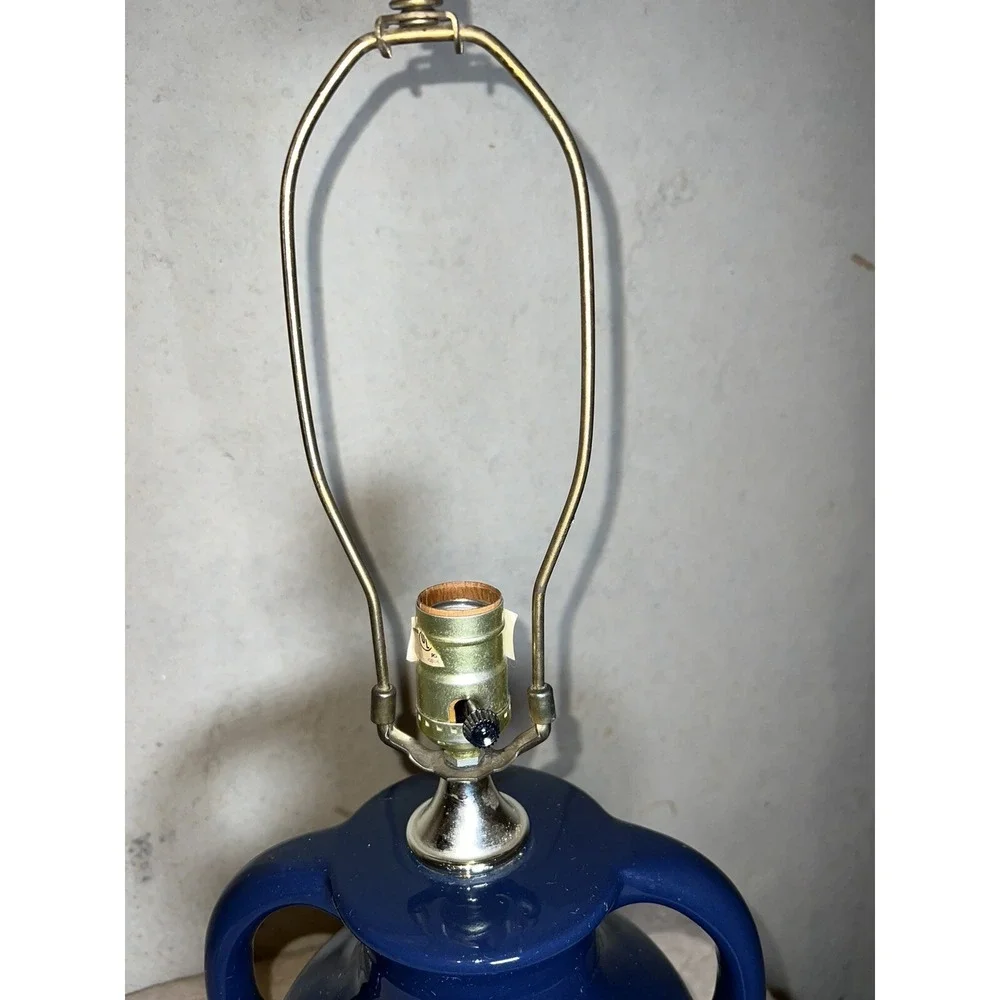 Vintage Leviton Lamp Cobalt Blue Ceramic Vase Style With Handles